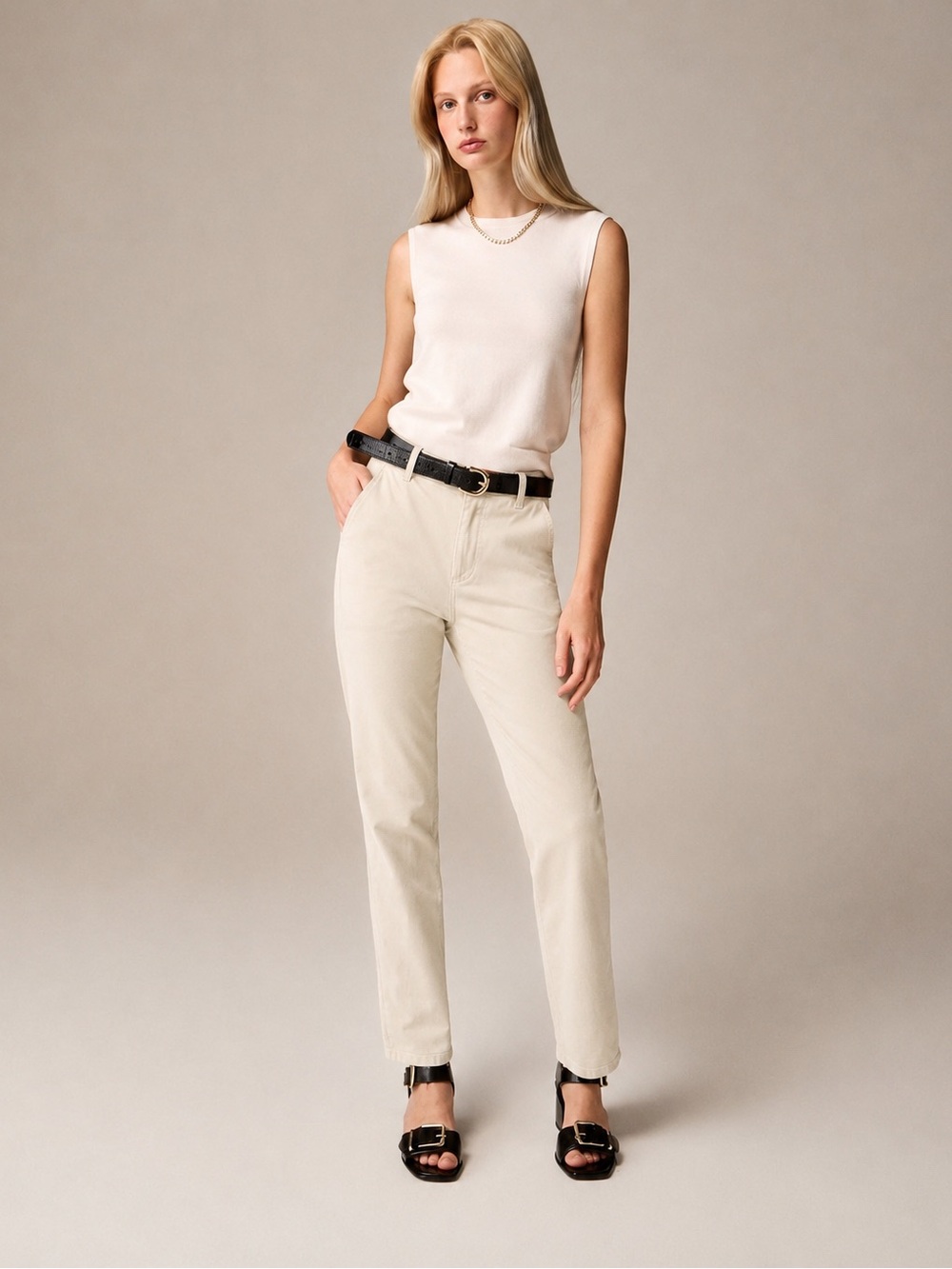 J.Crew NEW Kate Straight Leg Pant Chino High Rise Natural Beige Cotton Size 20